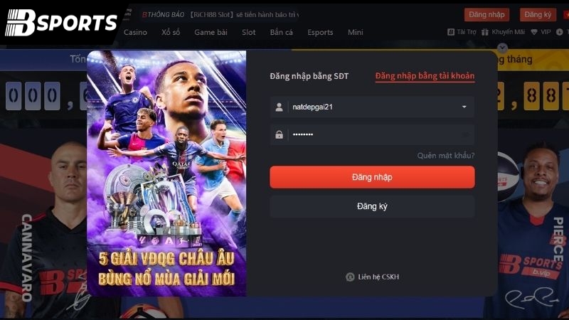 Đăng nhập Bsport được xây dựng theo 2 hình thức